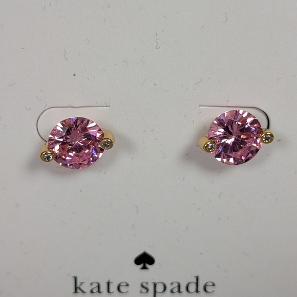 Kate Spade New York Pink CZ Brilliant State Earrings Rhinestone Studs NWT In Box - Picture 4 of 6